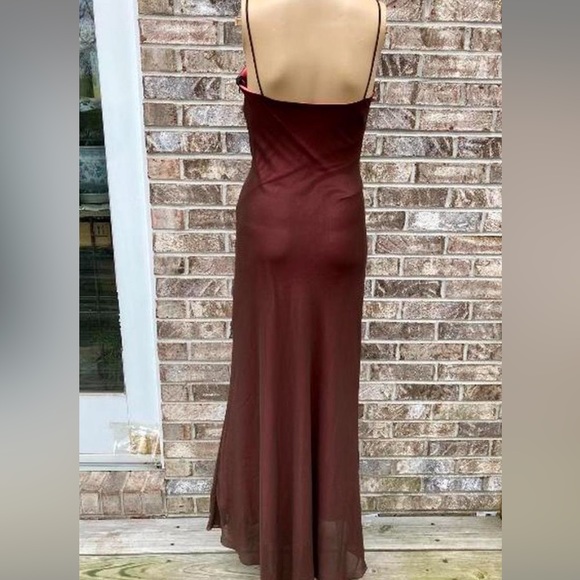 Goth Burgundy & Brown Beaded Overlay Prom Dress - Picture 5 of 8